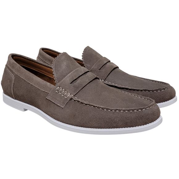 Steve Madden Men Renay Slip On Penny Loafers Size US 11M Taupe Grey Suede - Picture 1 of 5